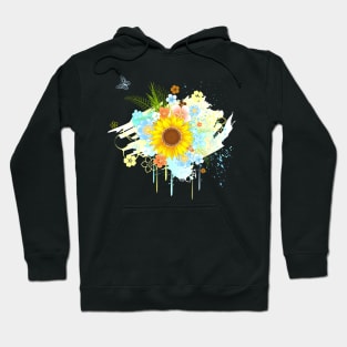 Summer Sunflower on White Background Hoodie